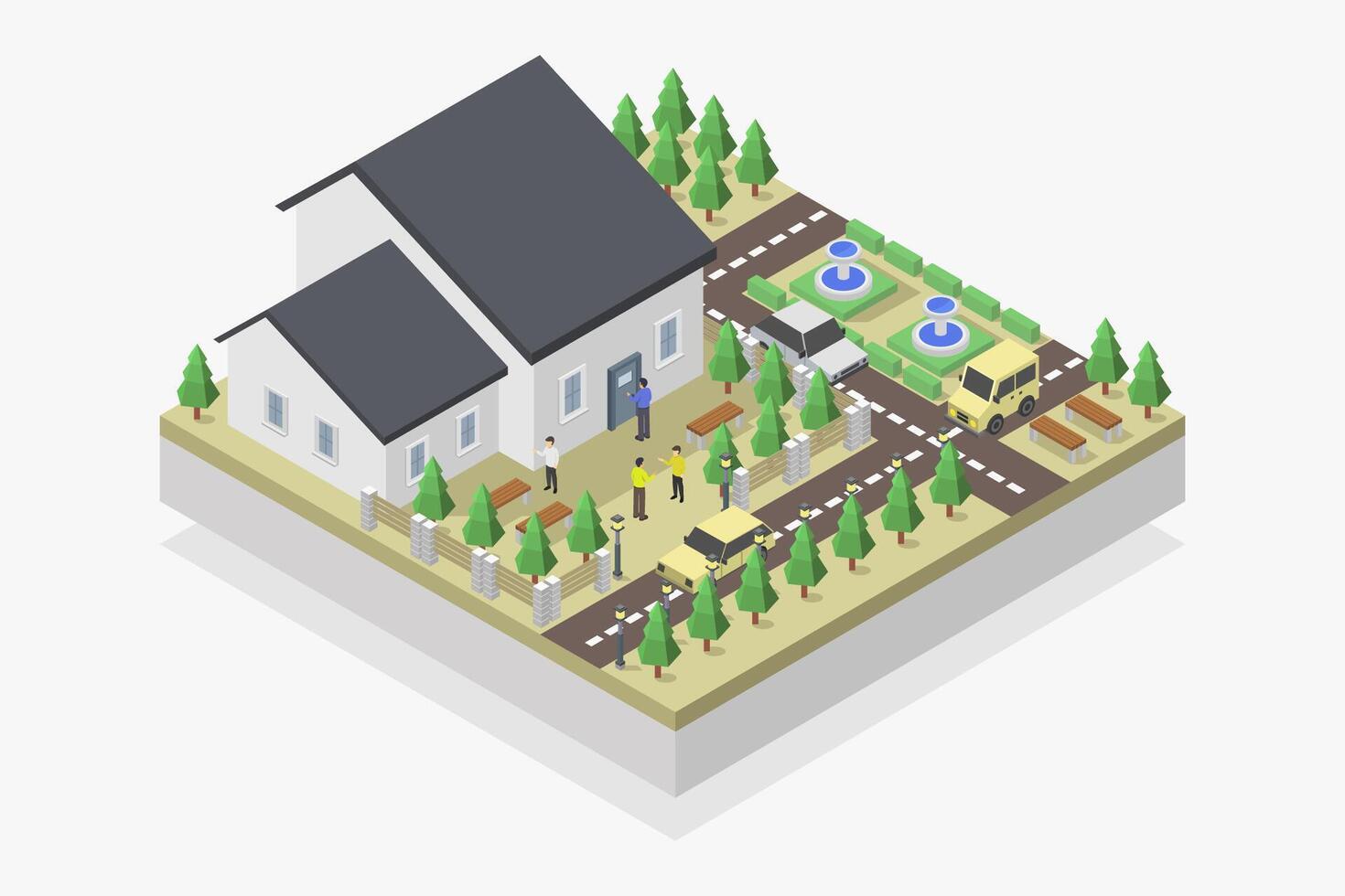 House isometric illustrated on white background vector