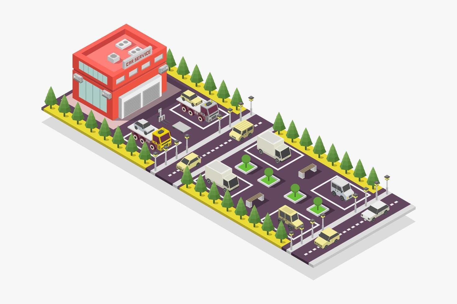 Car service isometric illustrated on white background vector