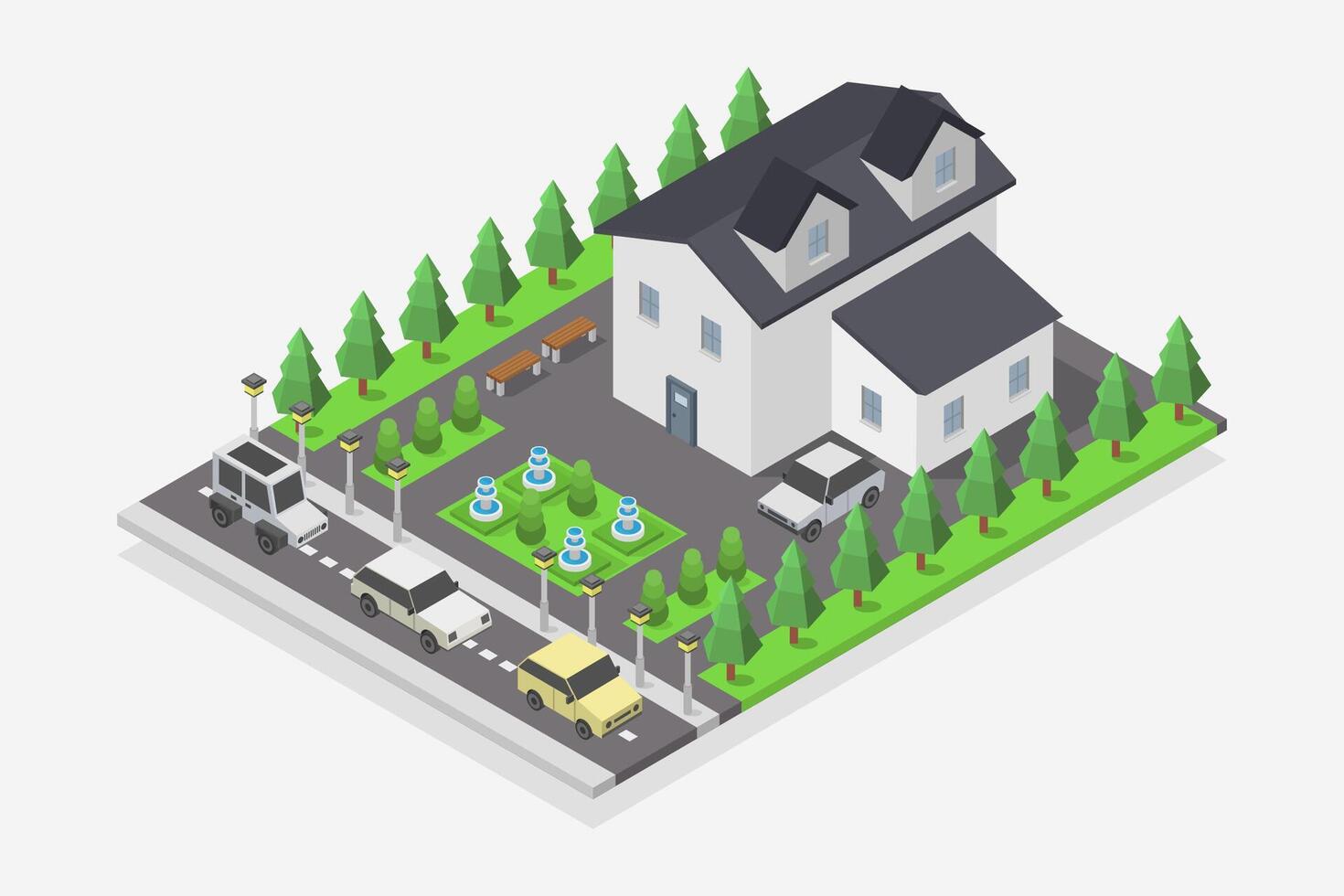 House isometric illustrated on white background vector