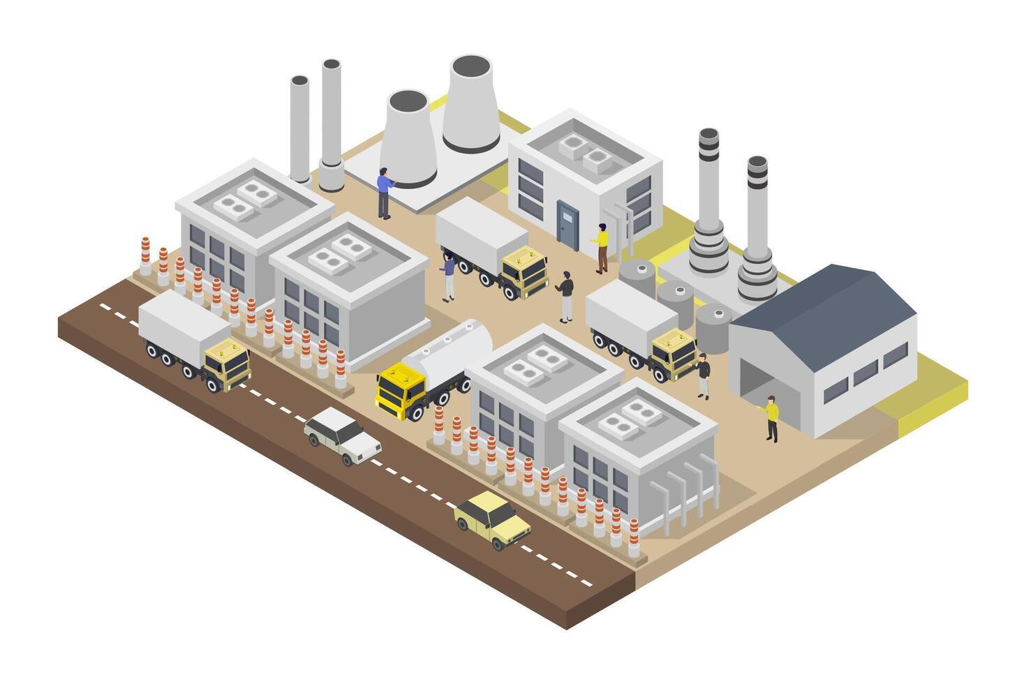 Geothermal power plant isometric illustrated on white background vector