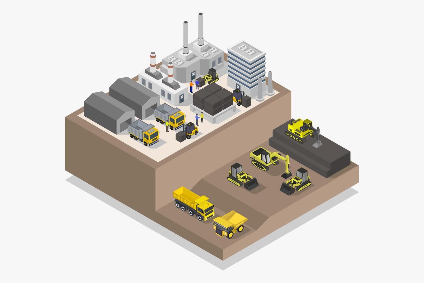 Mining quarry isometric on white background vector