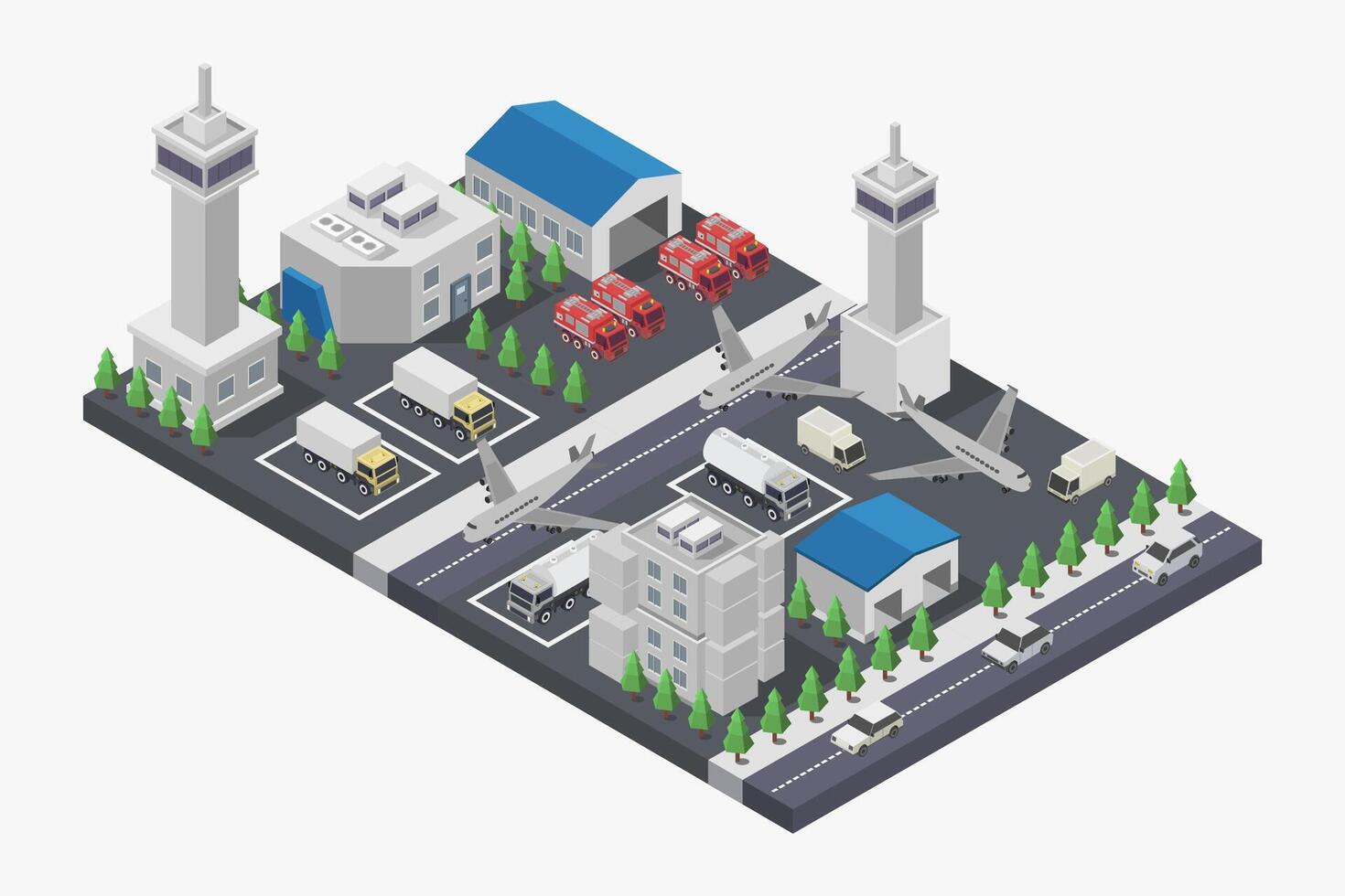 Airport isometric illustrator on white background vector