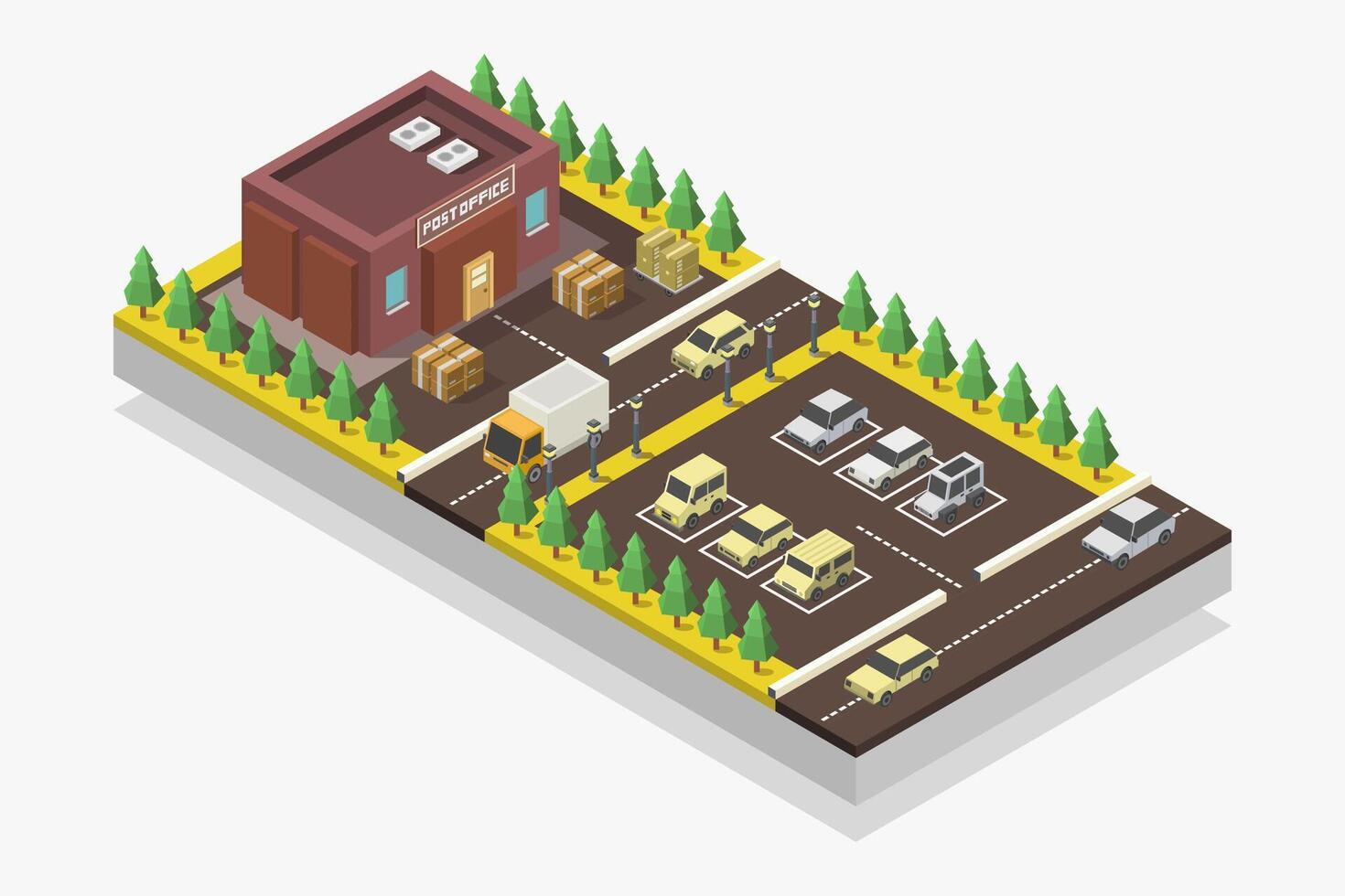 Post office isometric on white background vector