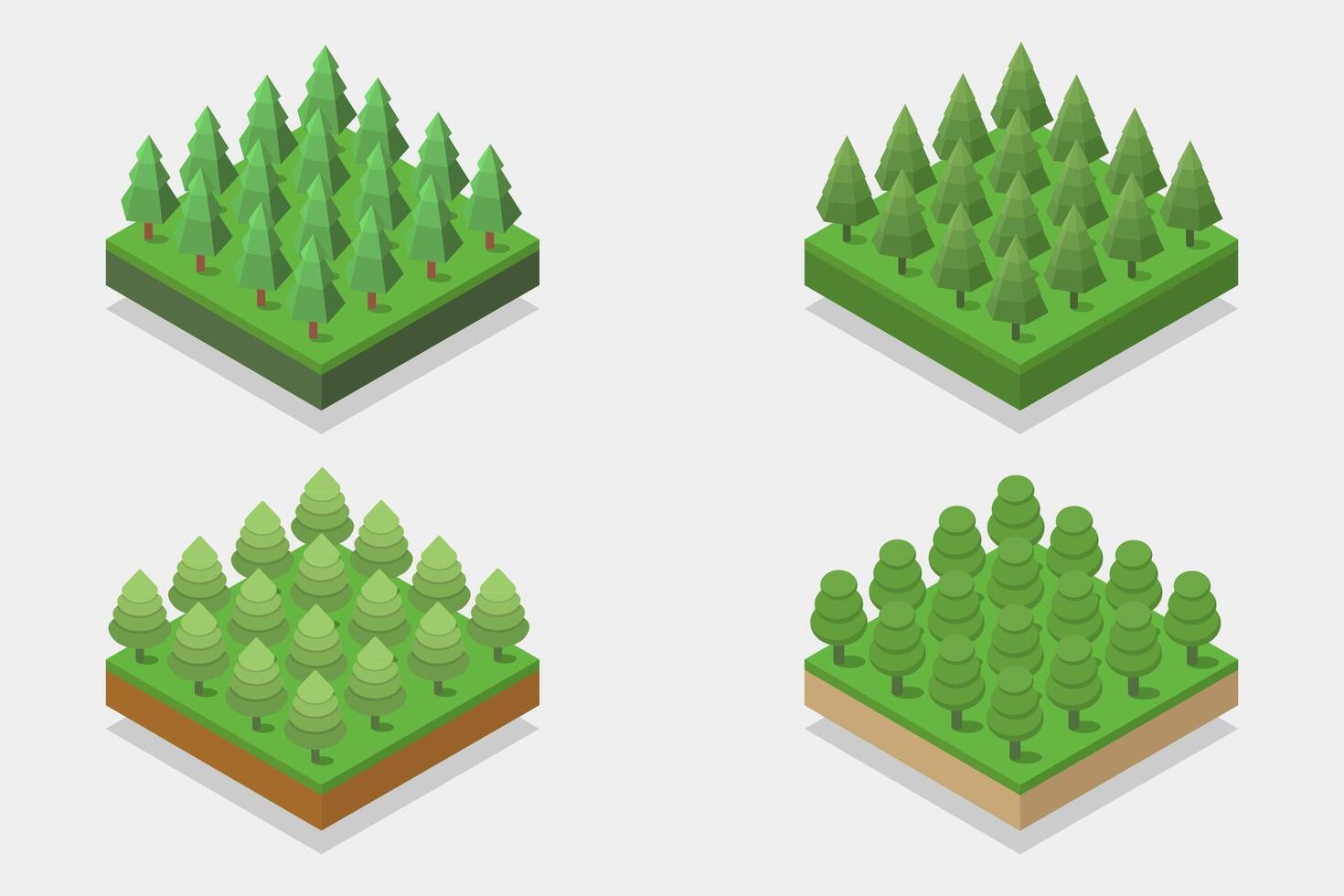 Isometric trees on white background vector