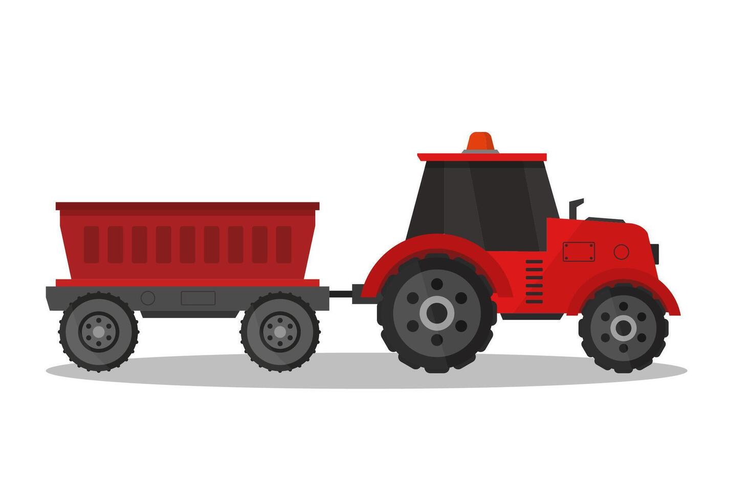 Tractor with trailer illustrated on white background vector