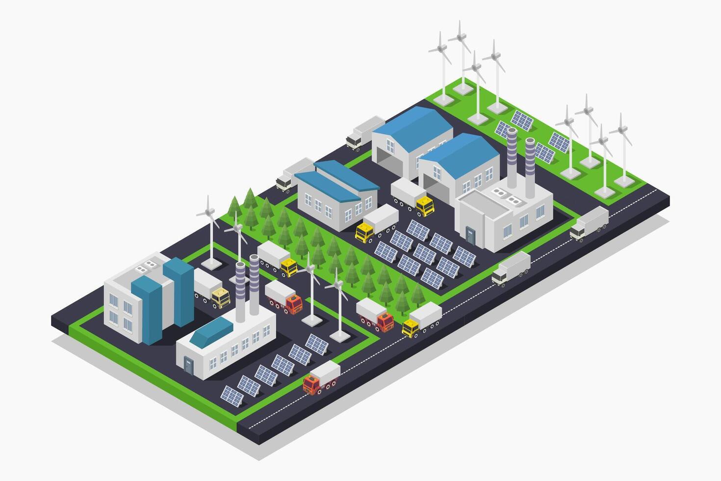 Green energy isometric on white background vector