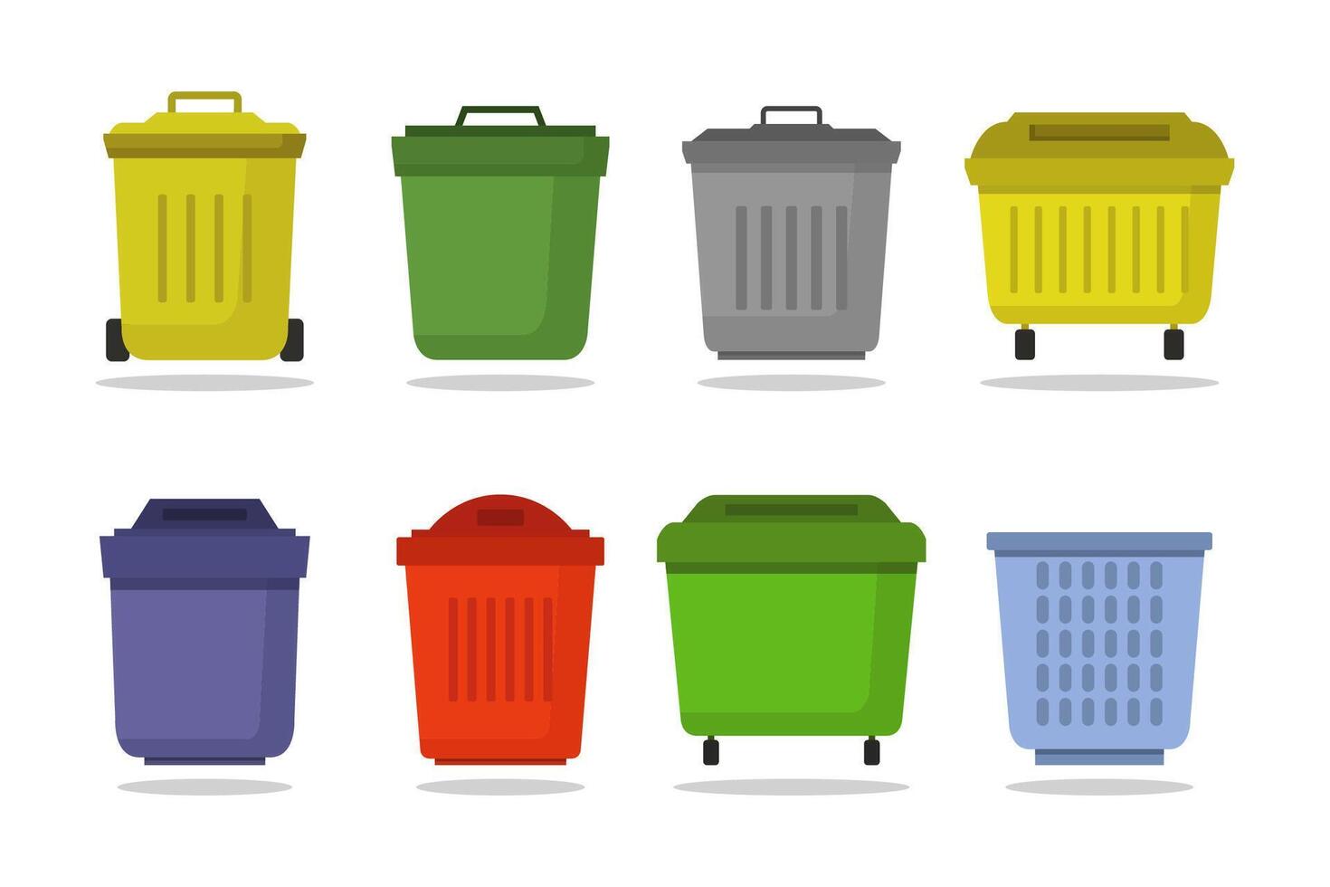 Trash bin collection illustrated on white background vector
