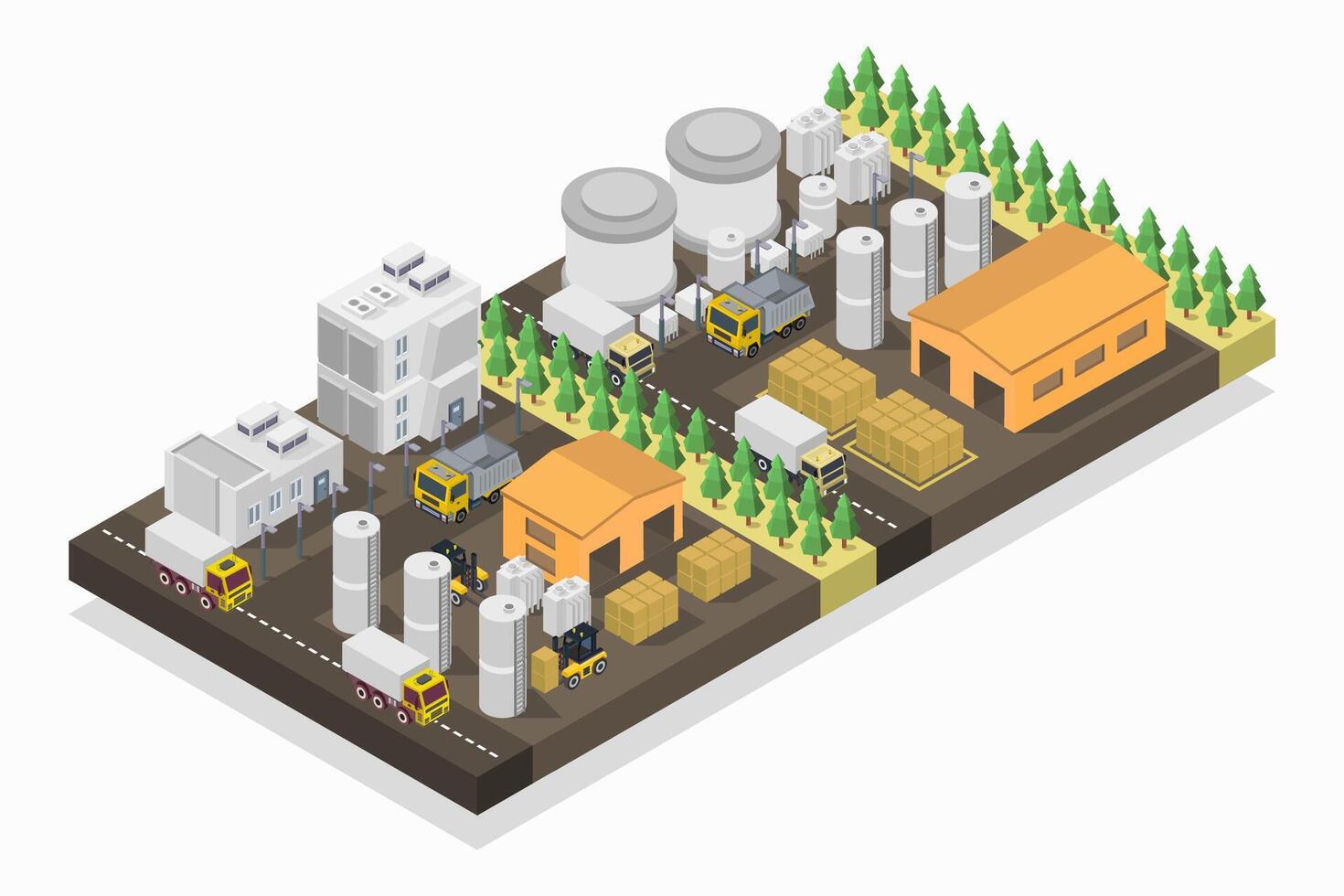 Green waste recycling isometric on white background vector
