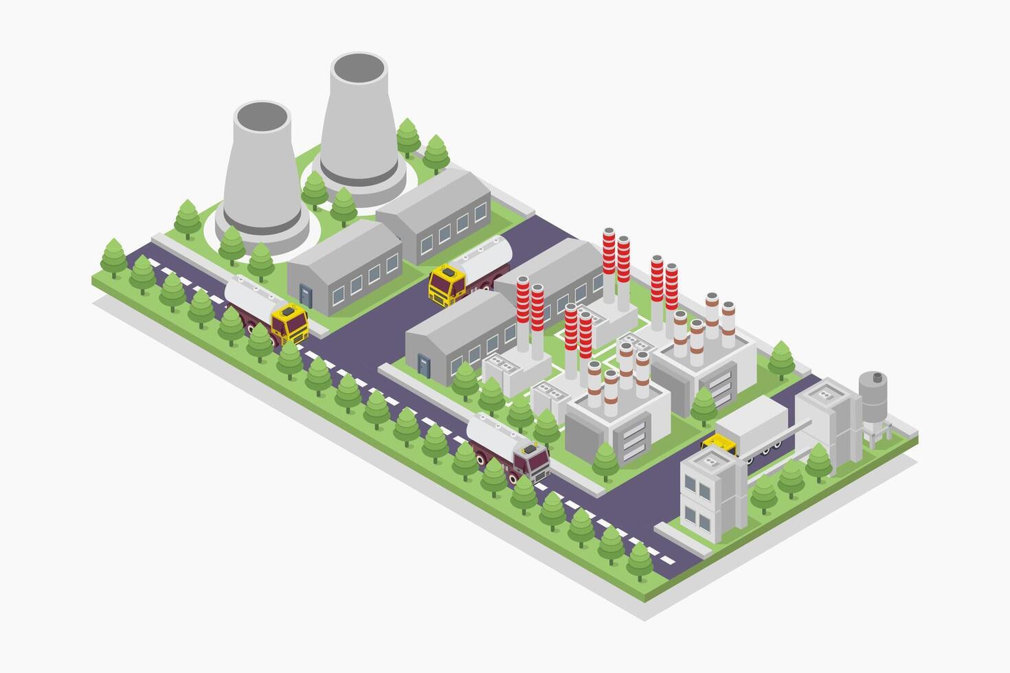 Isometric power plant on white background vector