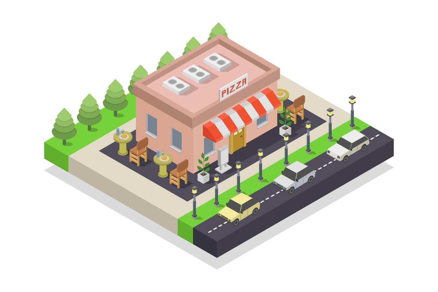 Pizzeria isometric on white background vector