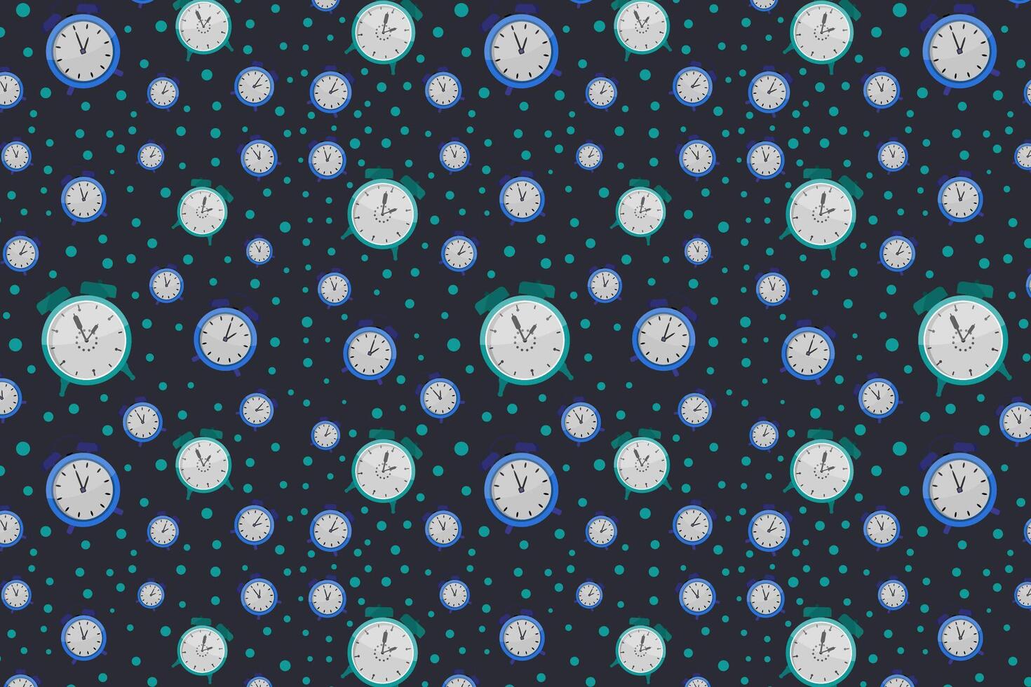 Alarm clock pattern on white background vector