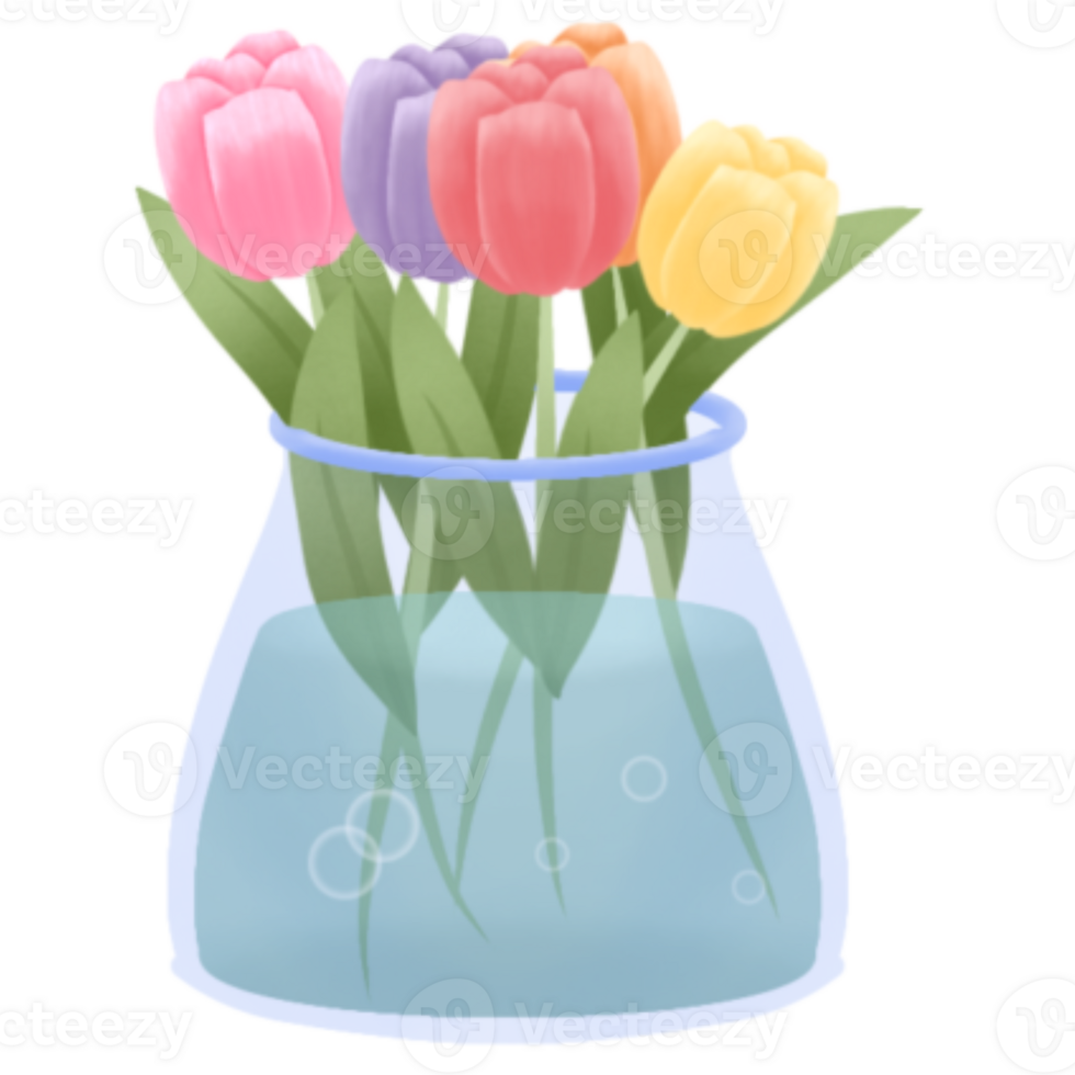 Watercolor Tulip in Vas png