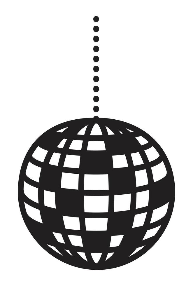 Disco ball, black monochrome illustration, discotheque, night club shiny sphere vector