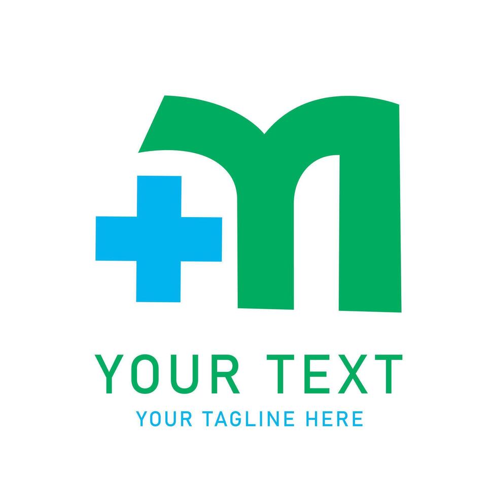 Custom M Letter Text Healthcare Medical Logo Design Template vector