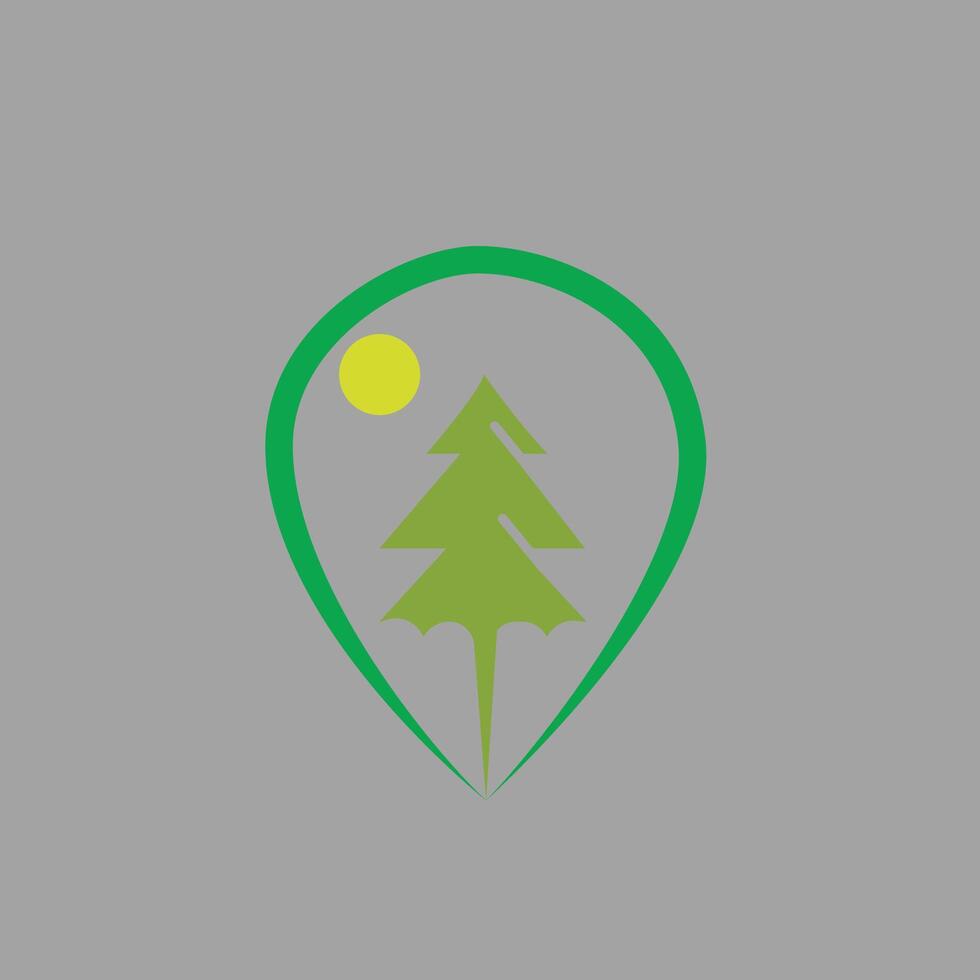 Icon of coordinate points with pine tree identity Pine Tree Plantation Location vector
