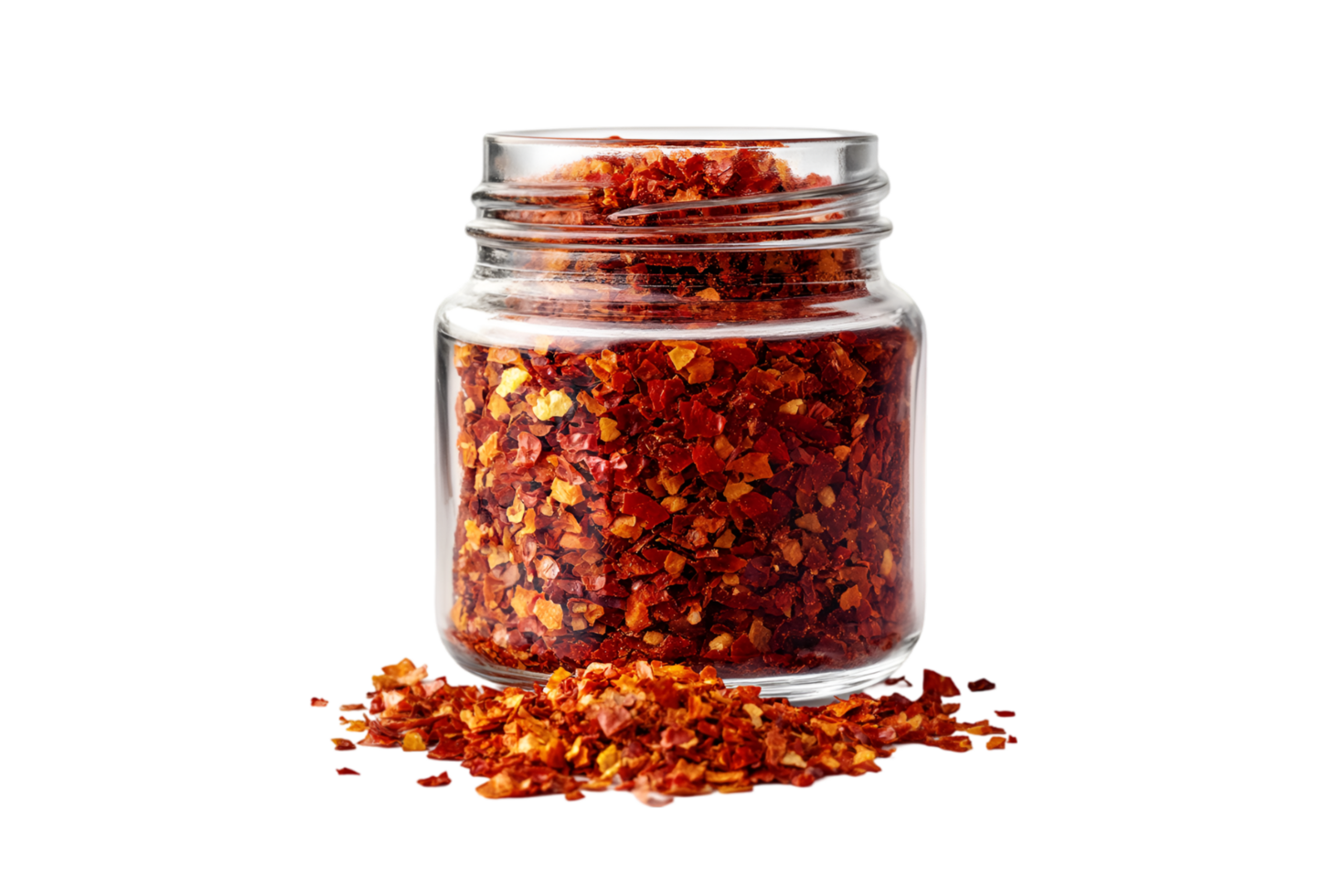 Jar of crushed red pepper flakes isolated on a transparent background png