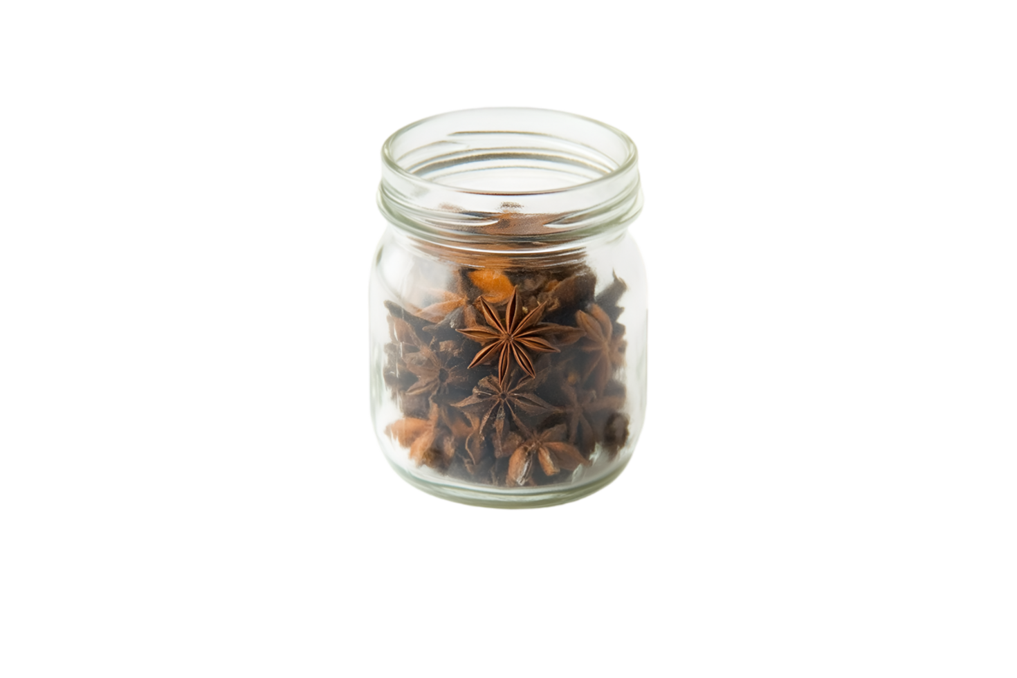 Star anise in a glass jar isolated on a transparent background png