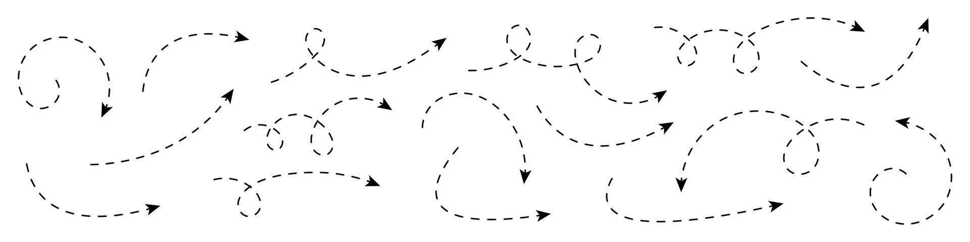 Curved dotted arrow. Zigzag arrow stripes design with dotted lines. vector