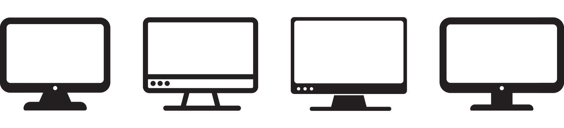 Computer monitor icon. Flat PC symbol. vector