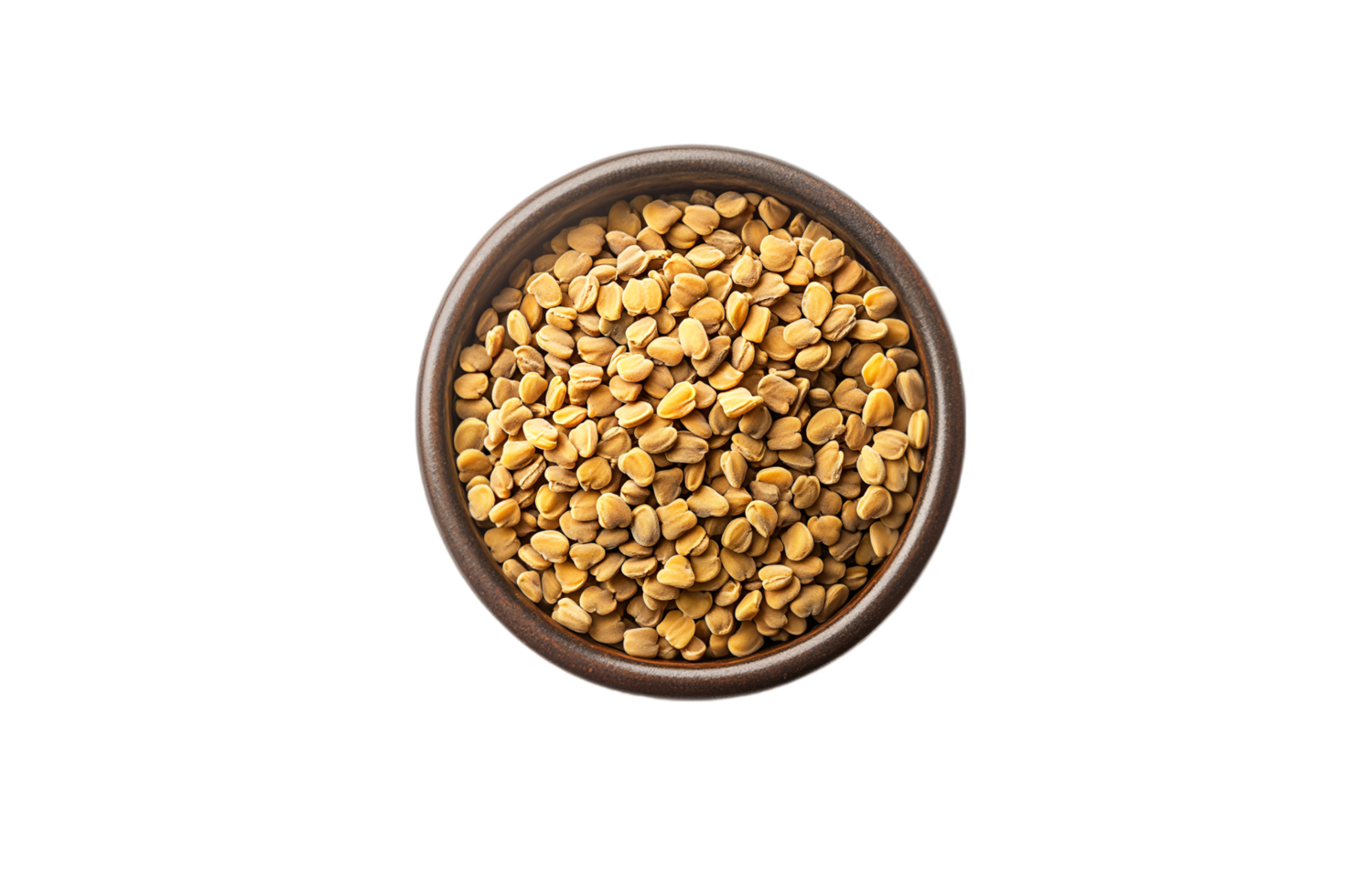 Fenugreek seeds in a bowl isolated on a transparent background png