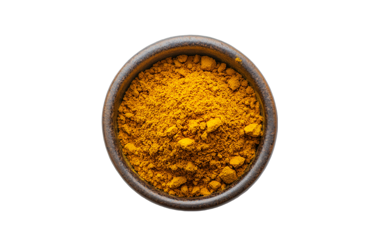 Curry powder in ceramic bowl isolated on a transparent background png