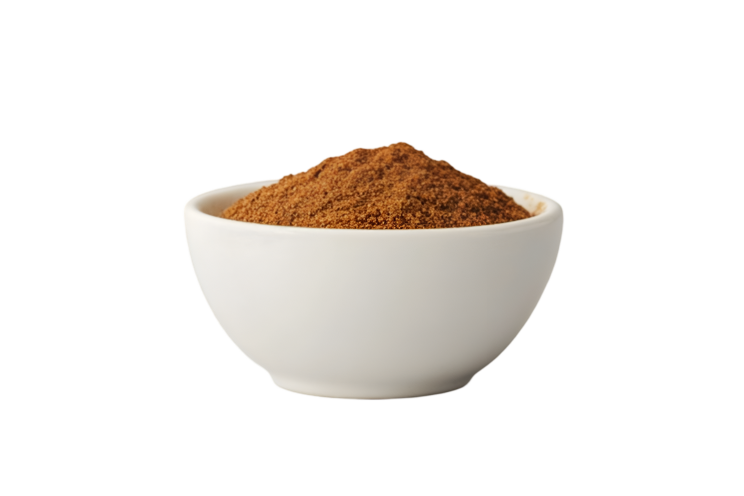 Garam masala powder in a white bowl on a transparent background png