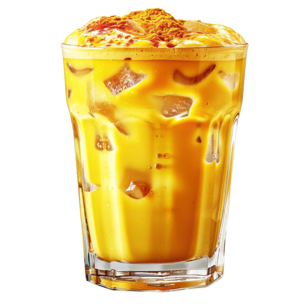 Fresh cold ginger juice with ice cube in clear glass object clip art png