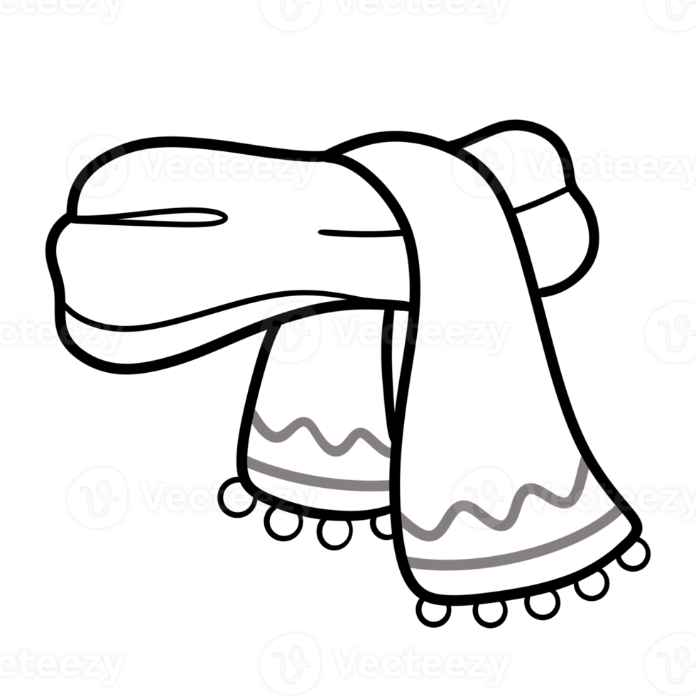 Cozy Scarf Line Art Doodle Illustration png
