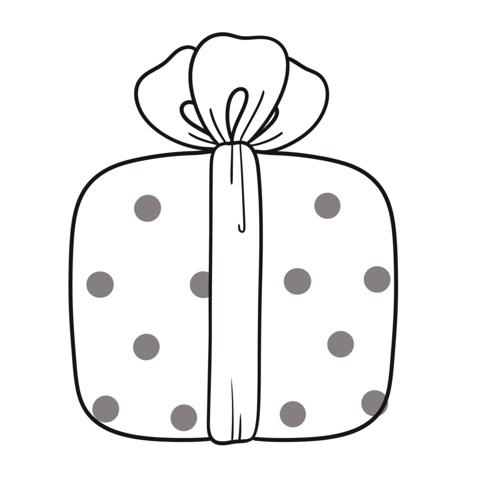 Lovely Gift Box Line Art Doodle Illustration png