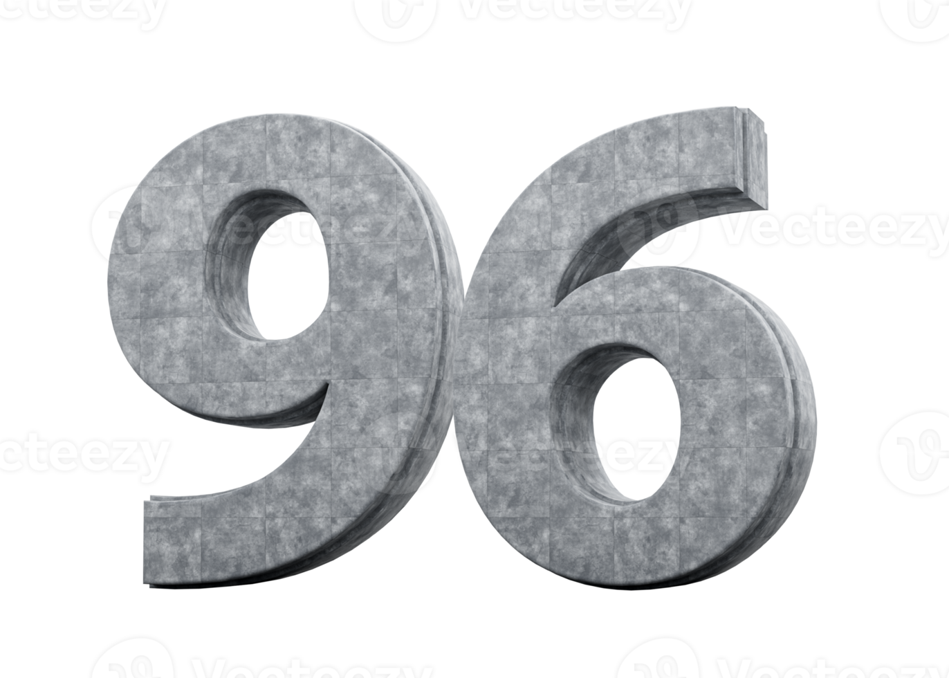 Concrete Number Ninety Six 96 Digit Made Of Grey Concrete Stone White 3d Illustration png