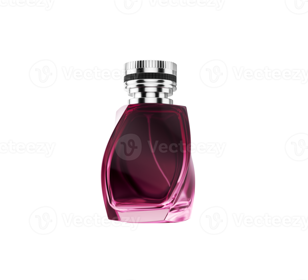 Translucent Pink Glass Perfume Bottle Gleams With Luminous Light Polished Silver Cap 3D Illustration png