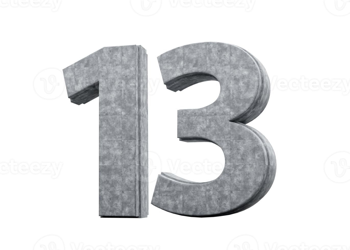 Concrete Number Thirteen 13 Digit Made Of Grey Concrete Stone 3d Illustration png