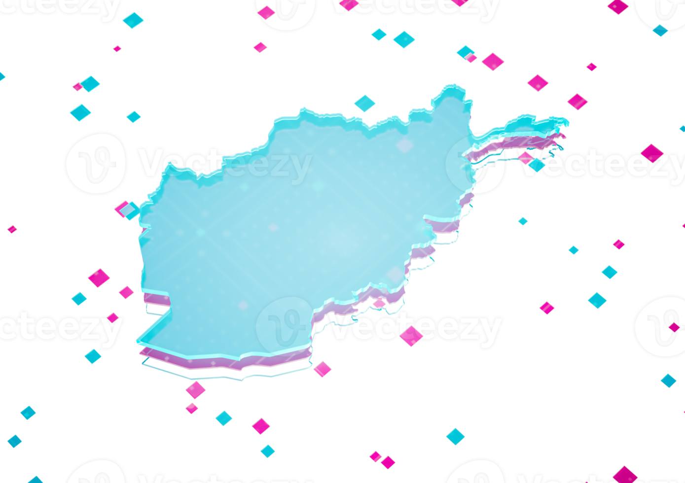 Afghanistan Map Glowing Blue Light Digital Map Isolated Seamless Pattern Background 3D Illustration png