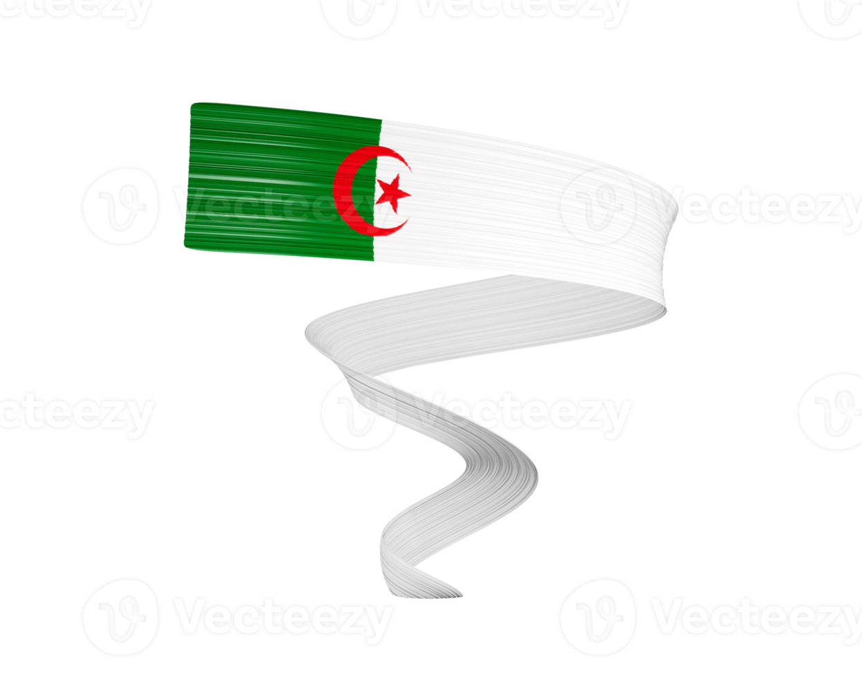 3d Flag Of Algeria 3d Wavy Shiny Algeria Ribbon 3d Illustration png