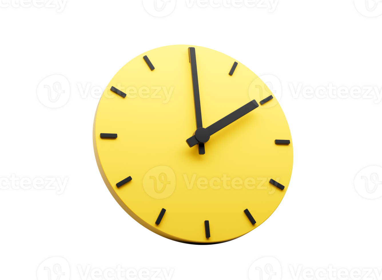 3d Simple Yellow Round Wall Clock 2 O'clock Two O'clock 3d illustration png