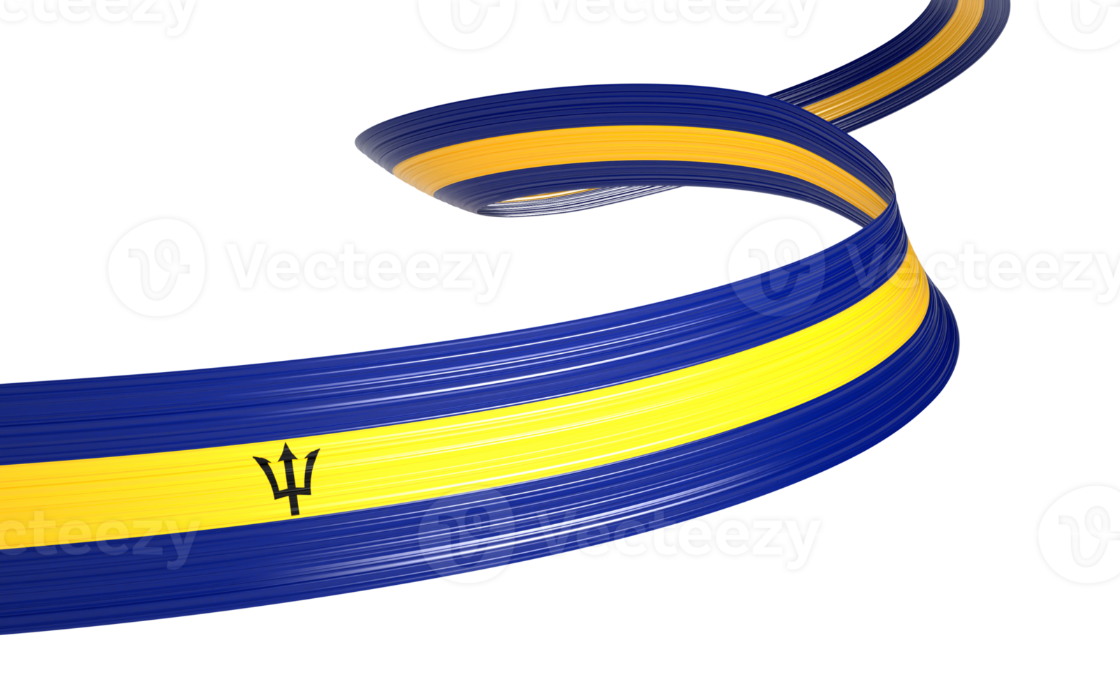 3d Flag Of Barbados 3d Wavy Shiny Barbados Ribbon Flag 3d Illustration png