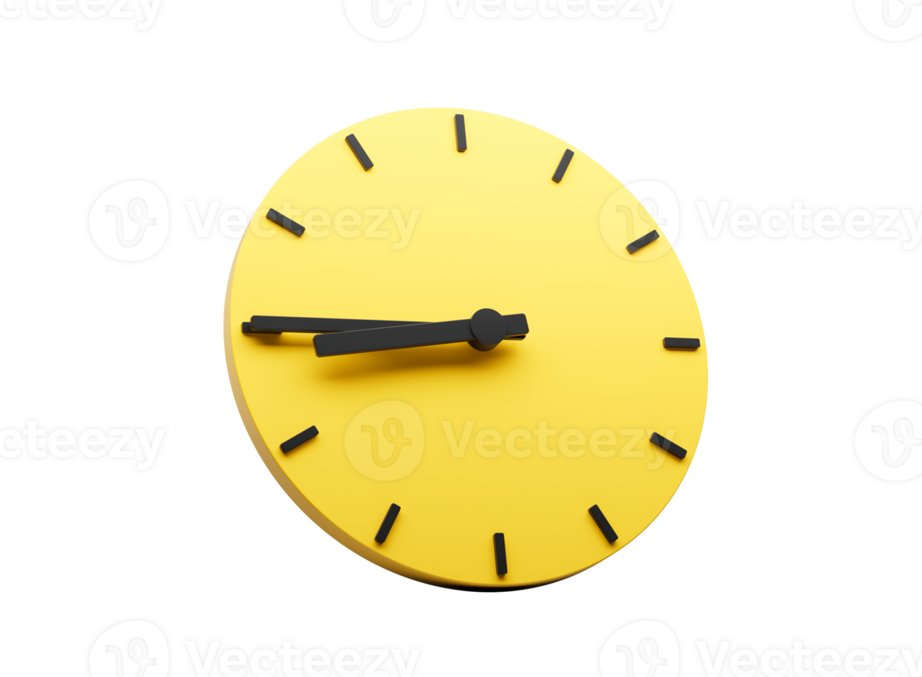 3d Simple Yellow Round Wall Clock Eight Forty Five Quarter To 9 3d illustration png