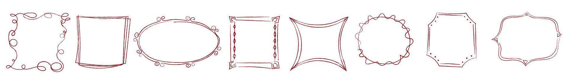 Doodle frames set. Decorative geometric sketch frame banner vector