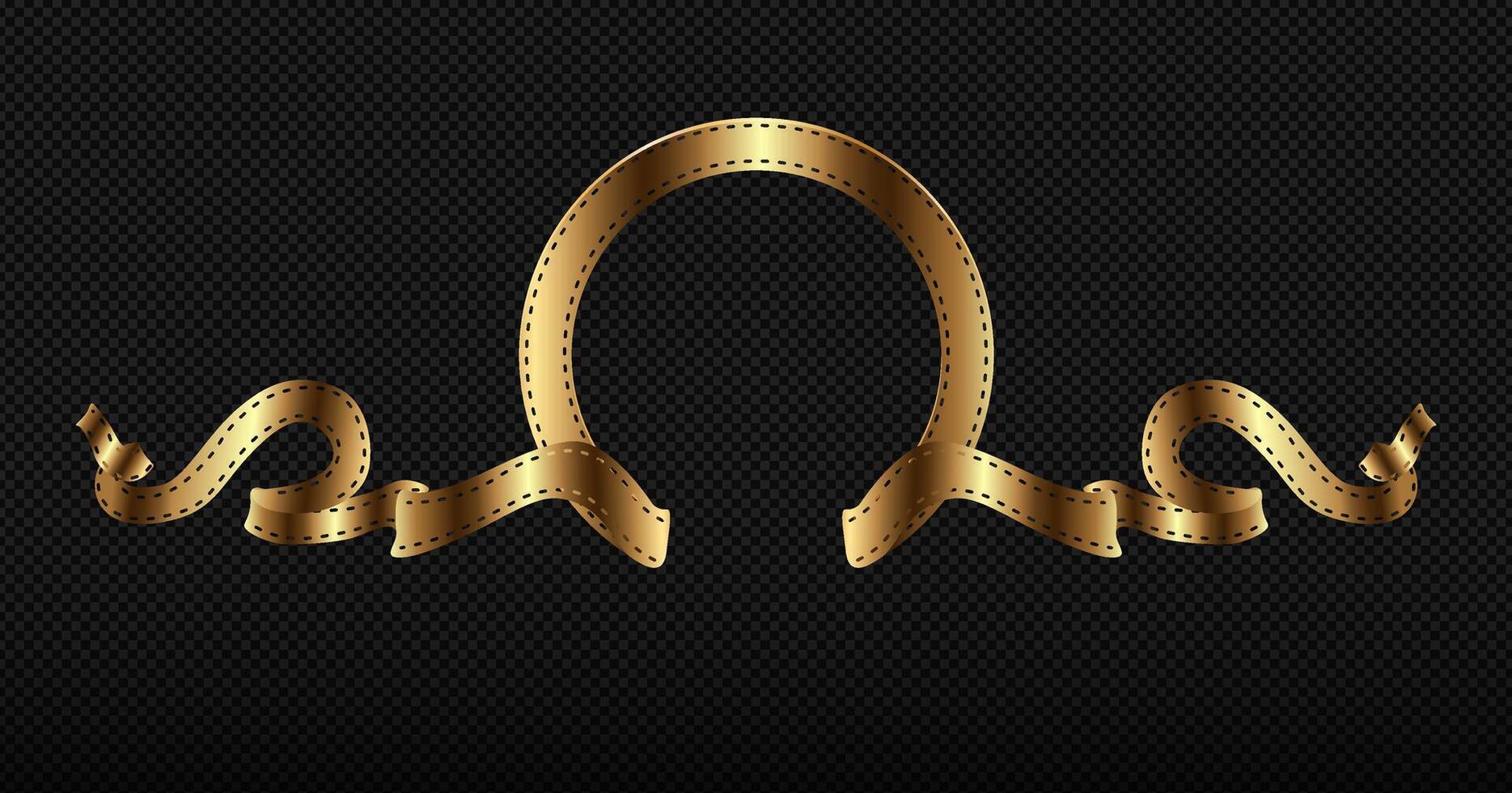 Empty golden frame movie retro film frame isolated on black background. vector