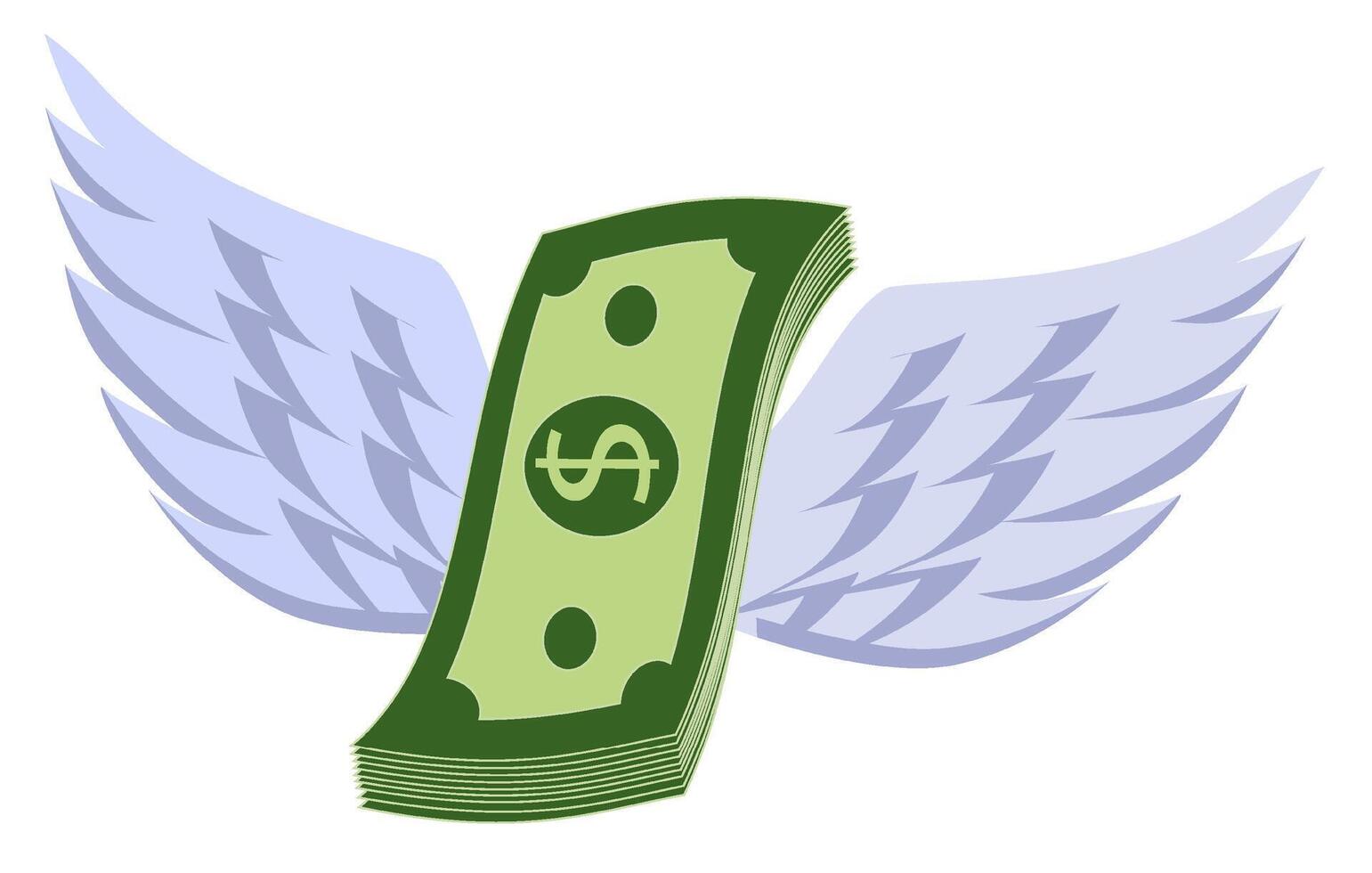 Pack of dollars with wings. Rise of financial success investments vector