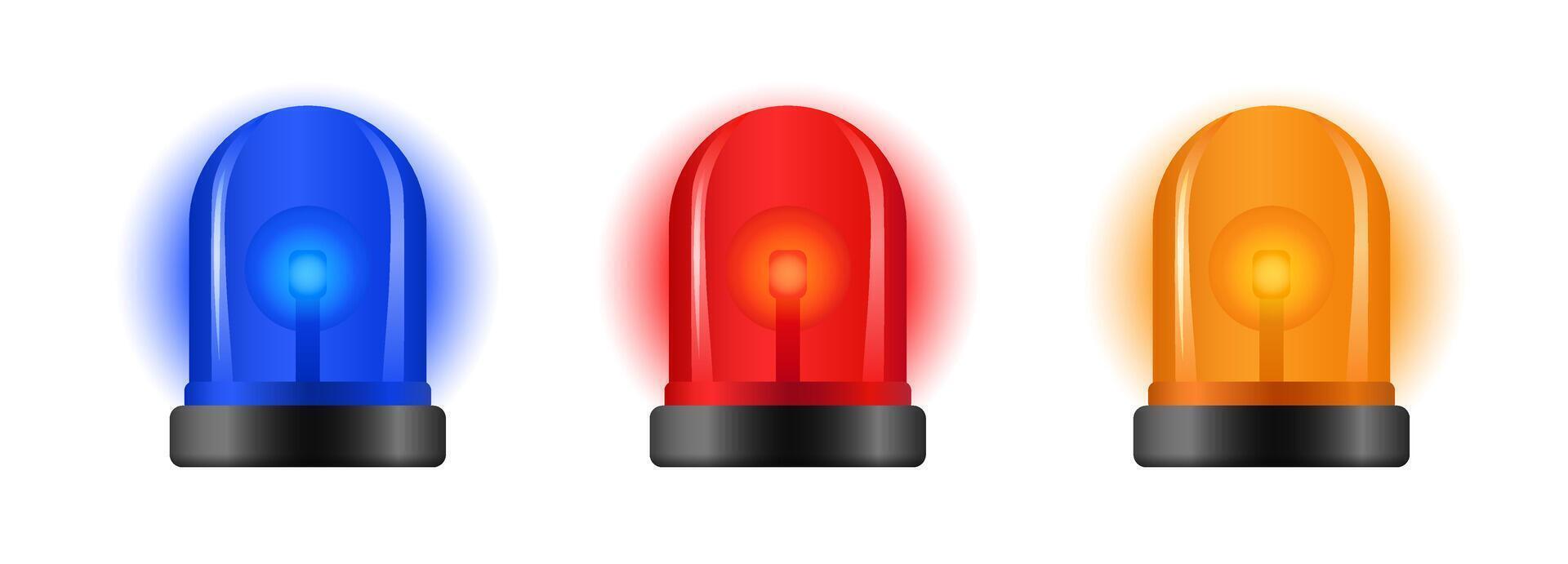 Emergency warning 3d siren. Police light flasher vector