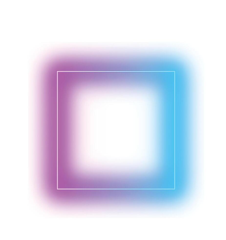 Square neon frame template. Blue and red laser light vector