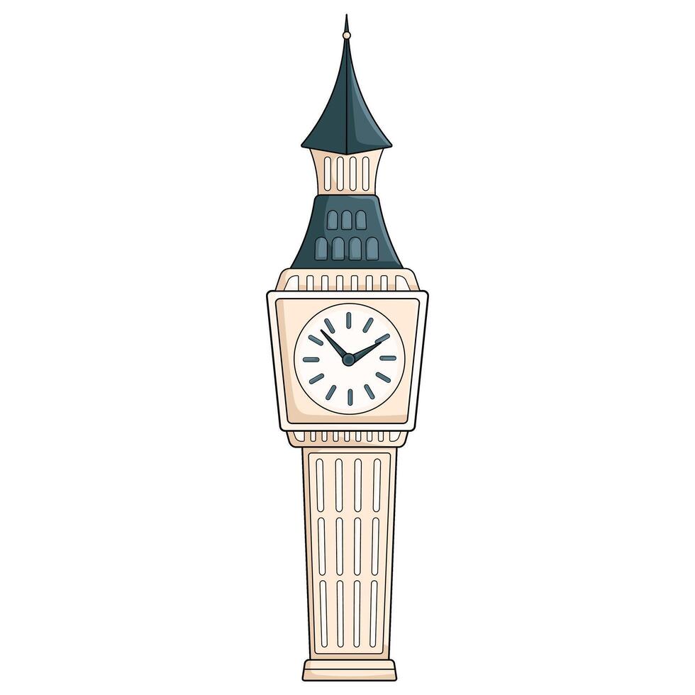 London Clock Tower illustration in cartoon style for travel designs vector