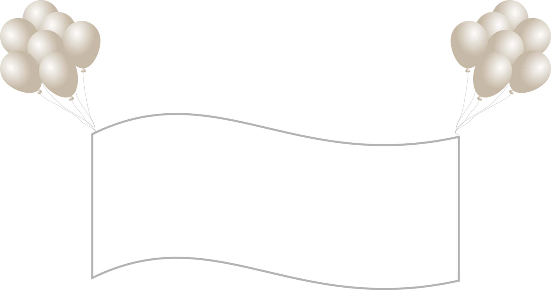 Gray color balloon with square banner png