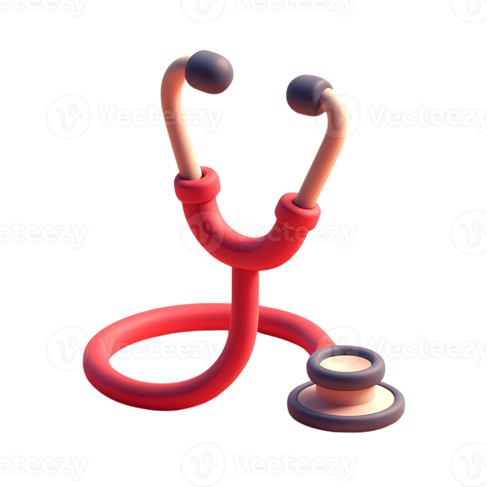 3D Red Stethoscope Medical Icon Rendered in High Quality png