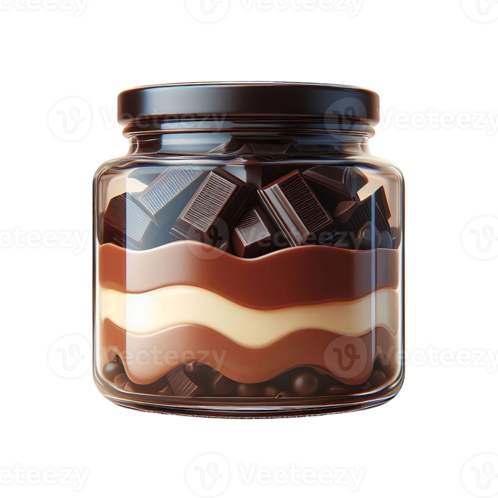 Delicious Chocolate Treat in a Glass Jar 3D Illustration png