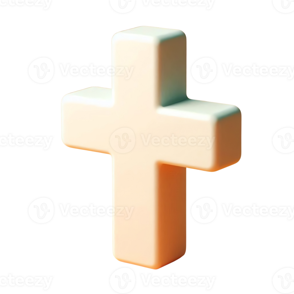 Cream-Colored 3D Render of a Simple Cross png