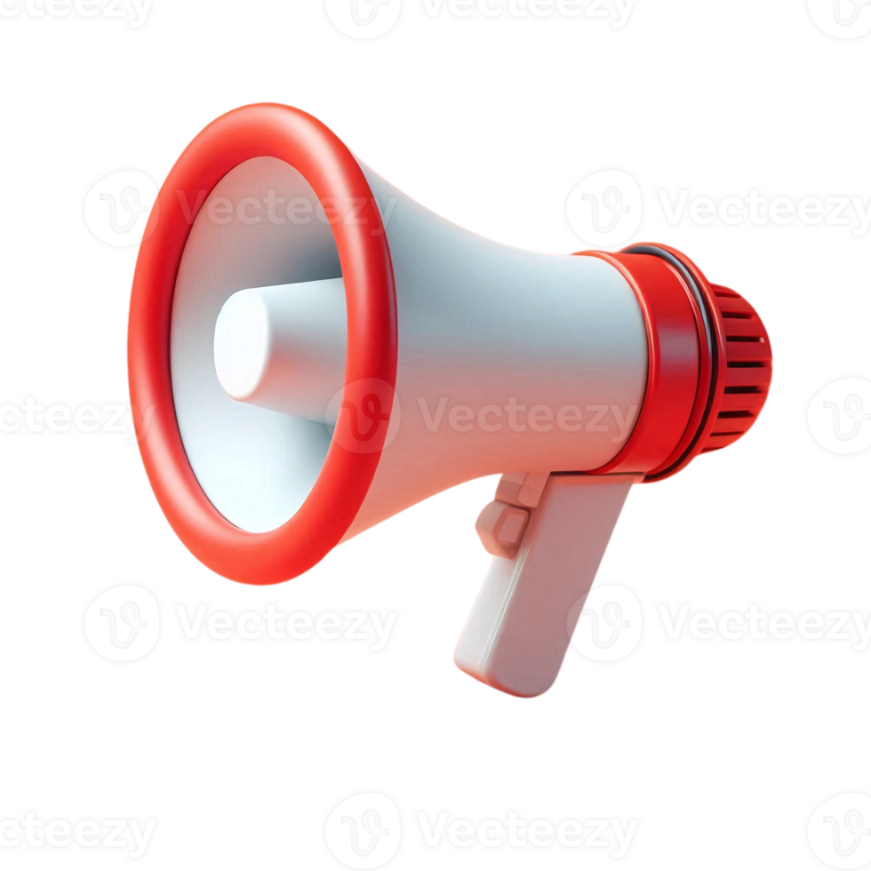 3D Model of a Red and White Megaphone Announcement and Communication png