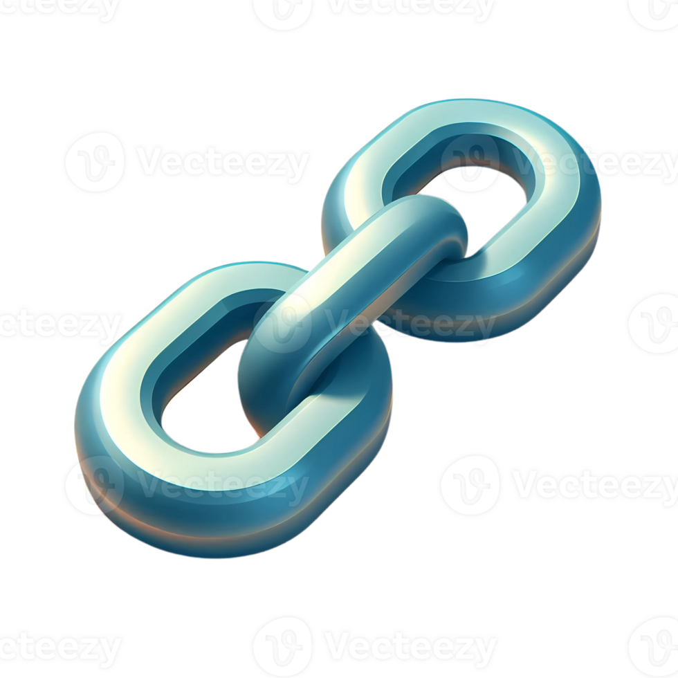 3D Rendered Blue Metal Chain Link Icon Transparent Background png