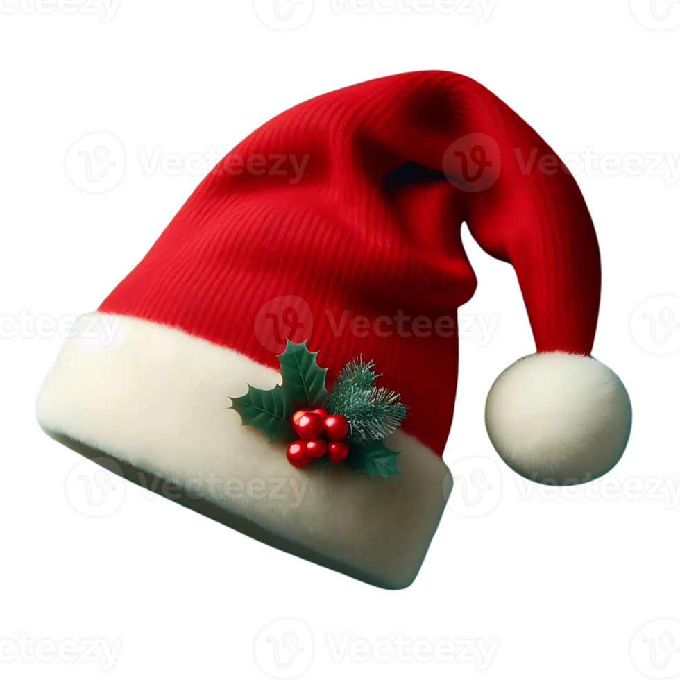 Festive Christmas Santa Hat with LED Lights Design png